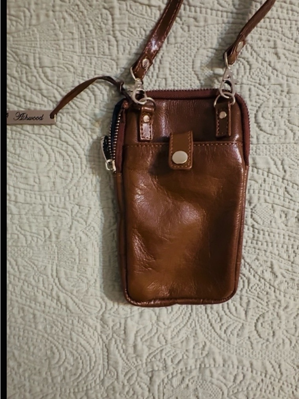 Ashwood unisex cross bodybag, leather woven, like new. - Picture 11 of 11